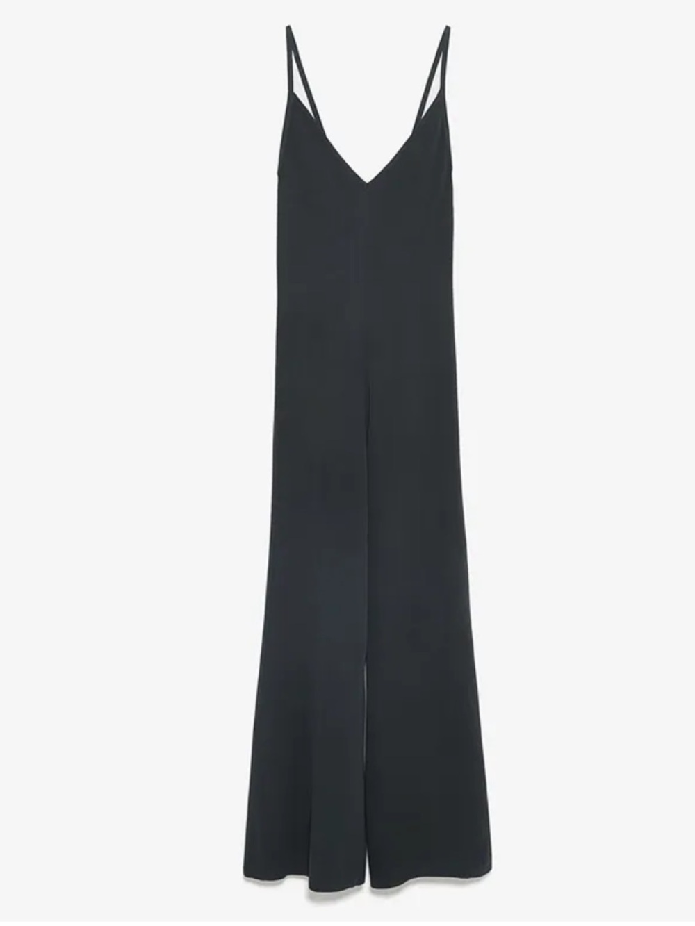 Zara S Dark Grey Wide Leg Knit Jumpsuit Spaghetti Strap